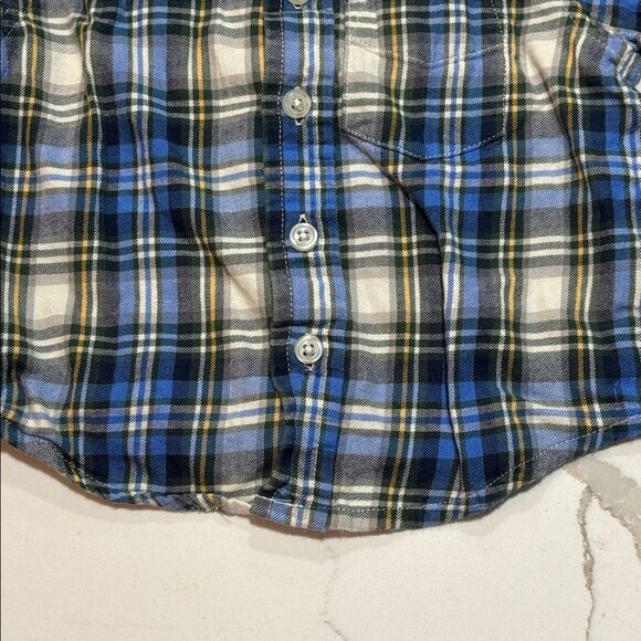 The Children’s Place Boys Blue Flannel Plaid Button Down Dress Shirt 6-9 Months - Picture 6 of 15